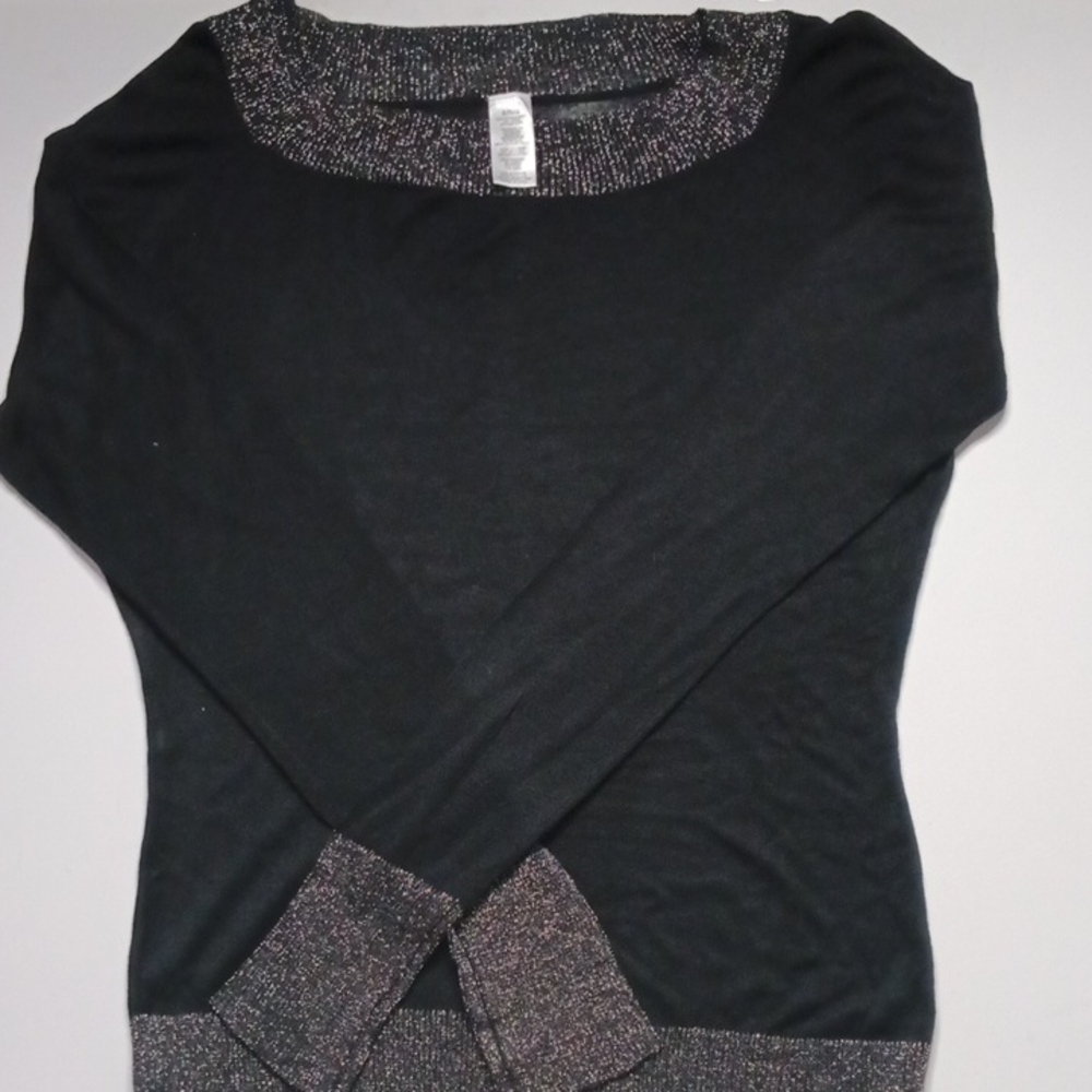 Black Metallic-Thread Sweater (XL) NWOT